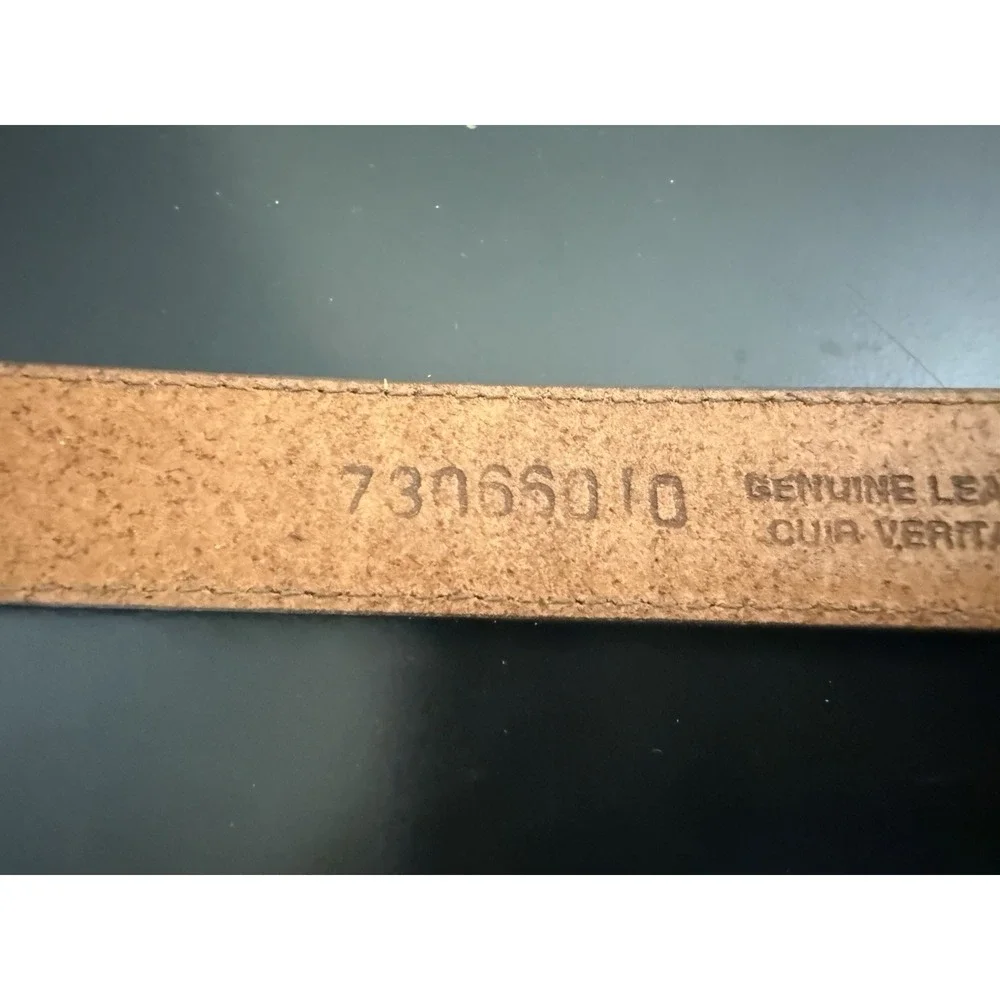 Talbots Brown Leather Belt Western Buckle Gardening Charms Small USA Made 32